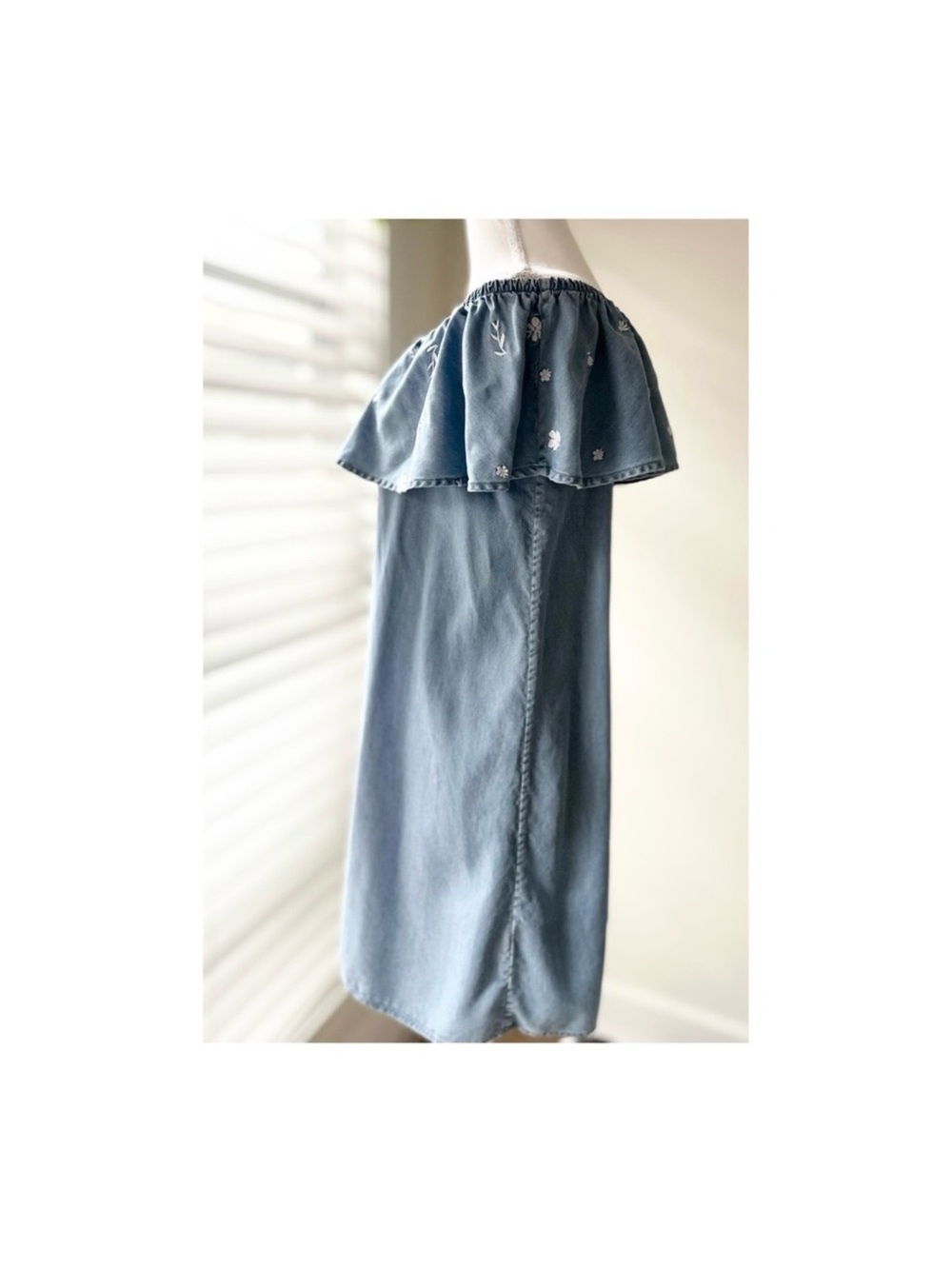 Simons Light Blue Off-Shoulder Ruffle Tunic - Picture 4 of 6